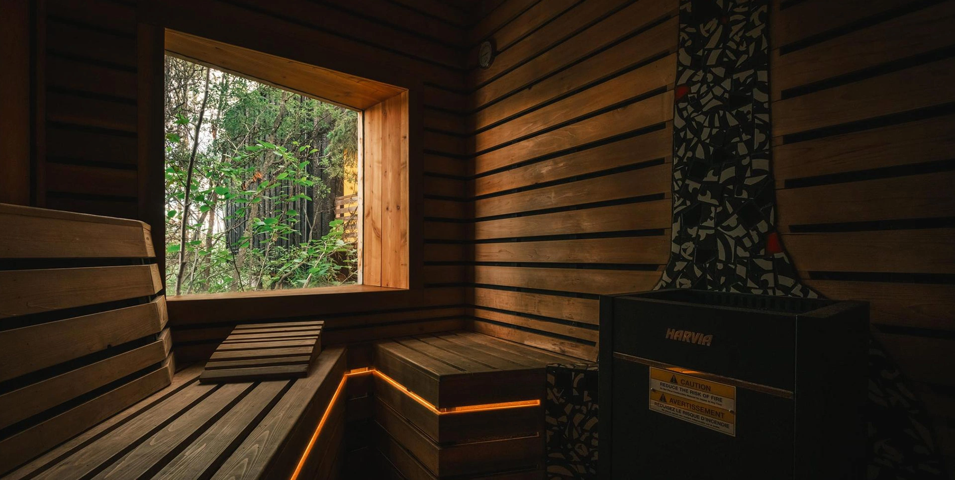 Sauna Interior with Forest View